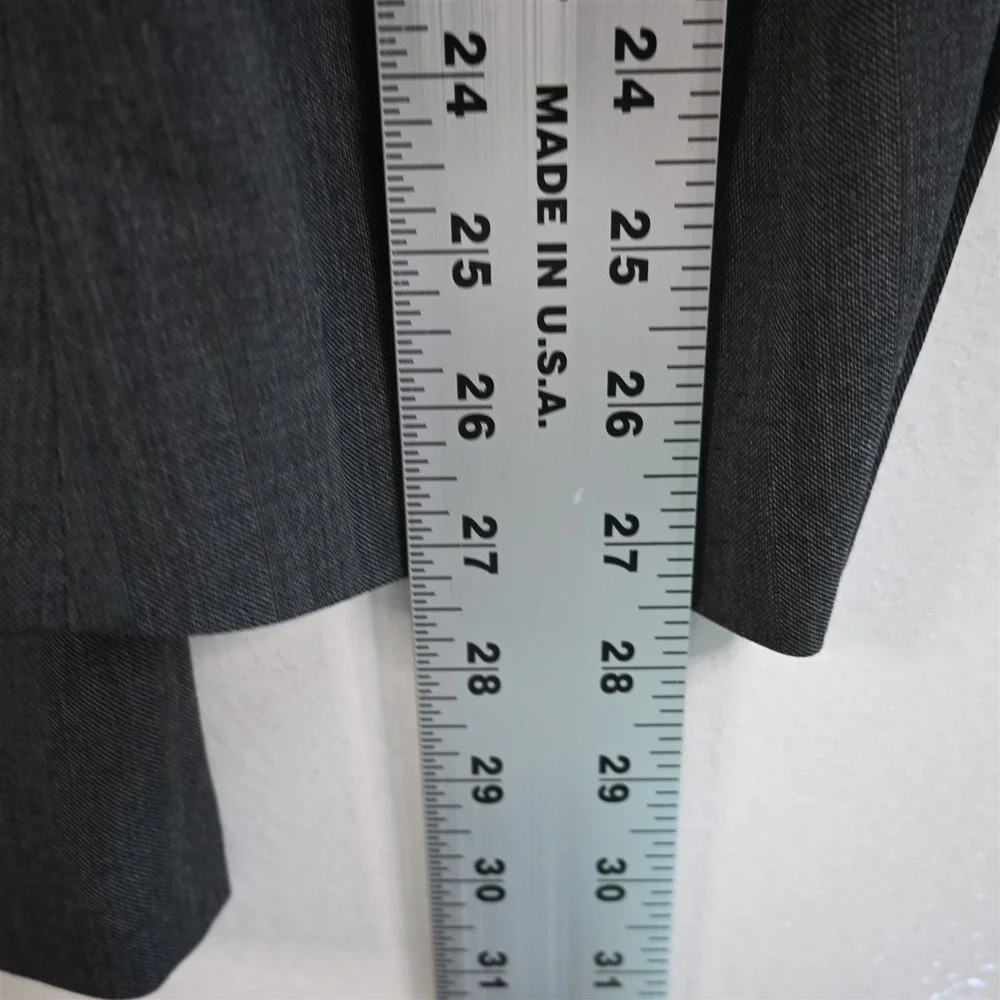 Vtg USA Double Breasted 42L Gray‎ Sharkskin Wool Blazer Suit Jacket Sport Coat